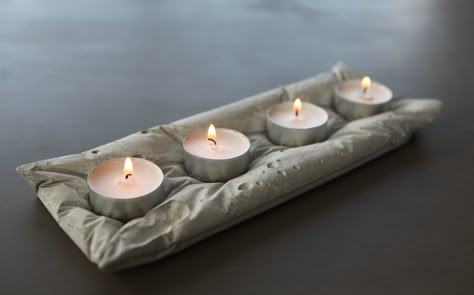 Concrete Decor Ideas, Cement Decor, How To Make Cement Candle Holders, Cement Tea Light Holders Diy, Concrete Tea Light Holders Diy, Concrete Candle Holders Diy, Concrete And Wood Candle Holder, Cement Candle Holders, Decoration Beton