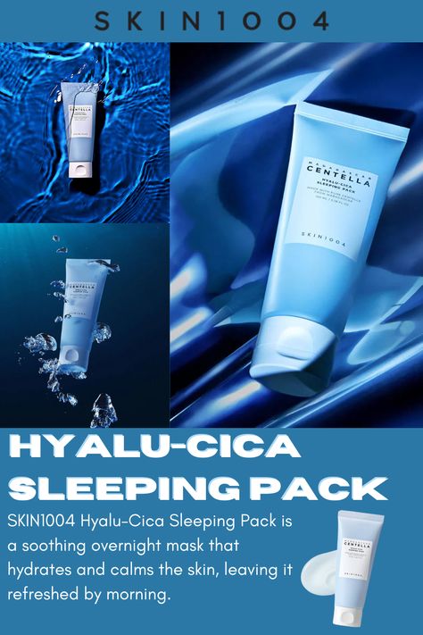 SKIN1004 Hyalu-Cica Sleeping Pack is a hydrating overnight mask that combines hyaluronic acid and centella asiatica to soothe and deeply moisturize the skin, helping to calm irritation while locking in moisture for a refreshed and radiant complexion by morning. Sleeping Pack, Overnight Mask, Skin Care Tools, Korean Skincare, The Skin, Clear Skin, Hyaluronic Acid, Natural Skin Care, Skin Care Tips