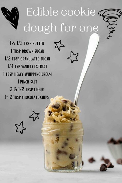 Edible chocolate chip cookie dough for one Cookie Dough For One, Edible Chocolate Chip Cookie Dough, Fest Mad, Homemade Cookbook, Edible Cookie Dough, Easy Baking Recipes Desserts, Easy Snack Recipes, Tasty Baking, Sweet Snacks Recipes