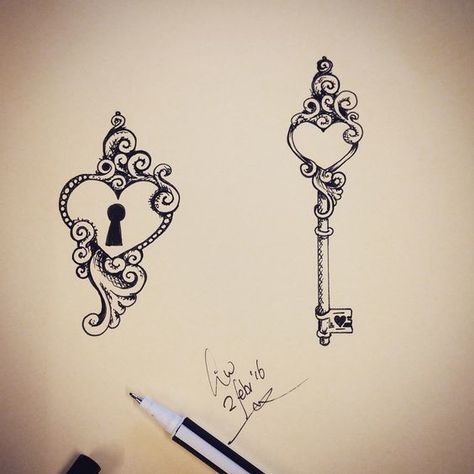 Beautiful design for couples in love. Locked heart and a key for it. Eternal Love Tattoo, Heart Key Tattoo, Key Tattoo Designs, Lock Tattoo, Locket Tattoos, Partner Tattoos, Key Tattoos, Key Tattoo, Unalome Tattoo