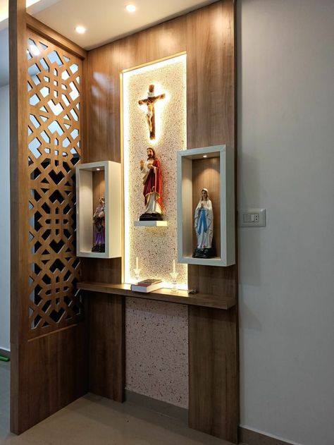 Altar Ideas Catholic, Prayer Room Ideas Catholic, Jesus Room Decor, Altar Design Home Catholic, Altar Design Home, Wall Altar Ideas Catholic, Catholic Home Altar Ideas Living Rooms, Jesus Altar, Modern Altar