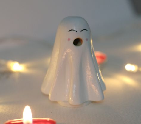 Halloween Incense Burner, Ghost Incense Holder, Ghost Ceramic, Casper Ghost, Ceramic Incense Burner, Ceramic Incense Holder, Ceramic Incense, White Ghost, Diy Pottery