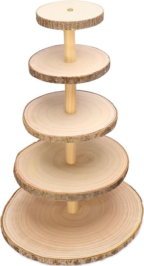 Amazon.com: Ayfjovs 5 Tiered Wood Cupcake Stand, Rustic Wood Cake Stand, Wood Dessert Display Stand, Detachable Wood Slices Round Cupcake Tower Holder for Party and Rustic Wedding Decoration : Home & Kitchen Glowforge Cake Stand, Wedding Cupcake Table Rustic, Tree Branch Cake Stand, Tree Shaped Cupcake Stand, Wedding Reception Cupcake Table, Cake Stands Wooden, Rustic Wedding Cake And Cupcakes Display, Toy Story Cup Cake Stand, Boho Wedding Cake Stands