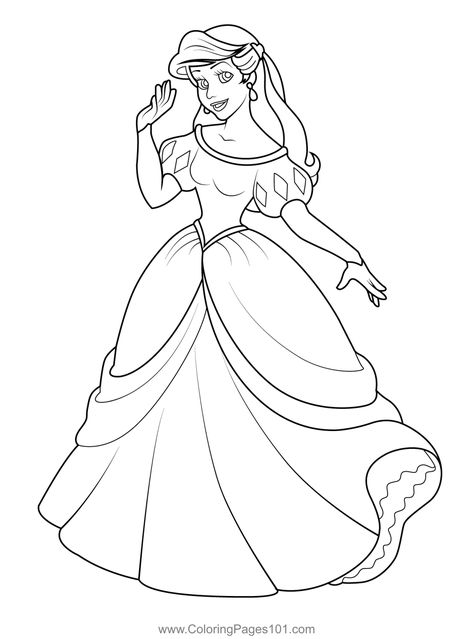 Beautiful Green Dress Ariel Coloring Page Ariel Printable, Ariel And Melody, Melody Coloring Pages, Ariel Cartoon, Ariel Coloring Pages, Ariel Dress, Princess Ariel, Coloring Book Art, Free Kids