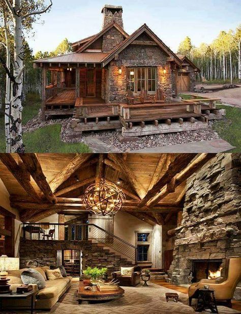 Casa Hobbit, Small Log Cabin, Rustic Log Cabin, Casa Country, Cabin Living, Log Cabin Homes, Versace Home, Inside And Outside, Cabins And Cottages