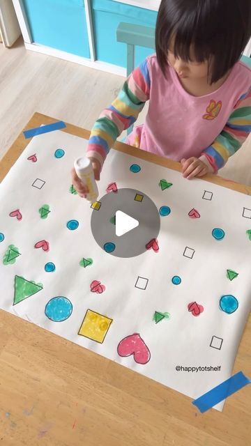 Fynn Sor | Happy Tot Shelf on Instagram: "An EASY activity to try with your children today! Children search for shapes on the paper and colour them according to the colour key provided. This simple yet engaging activity promotes learning in various areas such as shape and color recognition, hand-eye coordination, motor skills, and visual skills.  👉🏻 Recommended for ages 2 to 4.  ❤️ If you love this activity, we have more FUN and EASY learning activities available inside The Happy Learners’ Club. THLC members receive new activity ideas and printables every month. Interested in joining us? Simply comment ‘join THLC’ below, and I’ll share the enrollment details with you! ❤️  . . #learningisfun #handsonlearning #kidsactivities #preschoolactivities #toddleractivities #earlylearning" Colouring Activities For Kids Preschool, Colour Recognition Activities Toddlers, Colour Activities Preschool, Colour Activities For Toddlers, New Activities To Try, Shape Recognition Activities, Hands On Activities For Kids, Color Activities Kindergarten, Sticker Activities