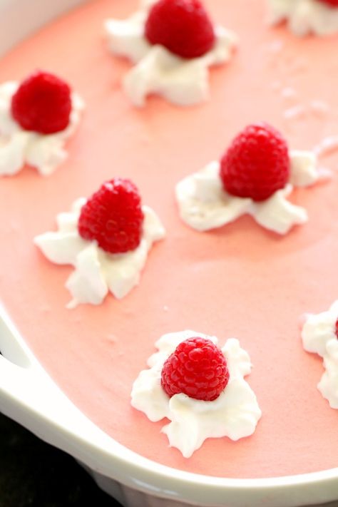 Raspberry Cream Cheese Jello Salad Recipe Cream Cheese Jello, Jello Cream Cheese, Jello Pretzel Salad, Raspberry Cream Cheese, Strawberry Pretzel Salad, Jello Desserts, Sliced Pears, Raspberry Cream, Strawberry Jello