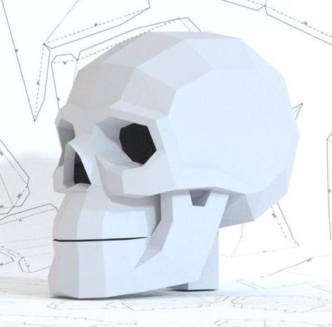 PAPERMAU: Halloween Special - Skull Papercraft - Video Tutorial With Templatesby MAXIM4ART Skull Papercraft, Skull Template, Papercraft Download, Skull Helmet, Paper Mache Projects, Toys Design, Pva Glue, Origami 3d, Papercraft Templates