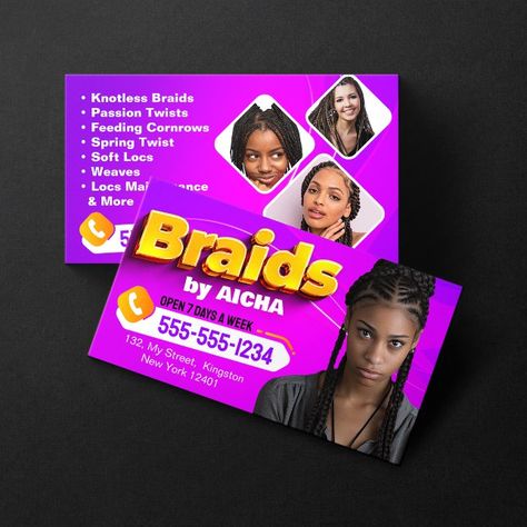 Feeding Cornrows, African Hair Braiding, Beauty Professional, Photo Business Cards, Qr Code Business Card, Spring Twists, Kids' Braids, African Hair, Hair Braiding