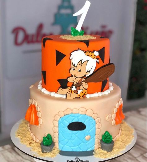 Flintstone Cake Ideas, Bam Bam Birthday Cake, Flintstone Birthday Cake, Bam Bam Baby Shower Theme, Pebbles Flintstone Cake, Flinstones Cake, Pebbles Birthday Cake, Bam Bam Cake, Bam Bam Birthday Party