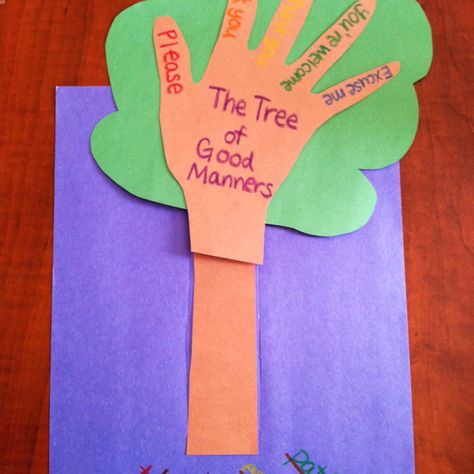 The "good manners tree" after it has been watered with good values and manners! It grows : ) Manners Preschool, Manners Activities, Manners For Kids, Teaching Manners, Daycare Activities, Good Manners, Daycare Crafts, Preschool Lessons, Preschool Classroom