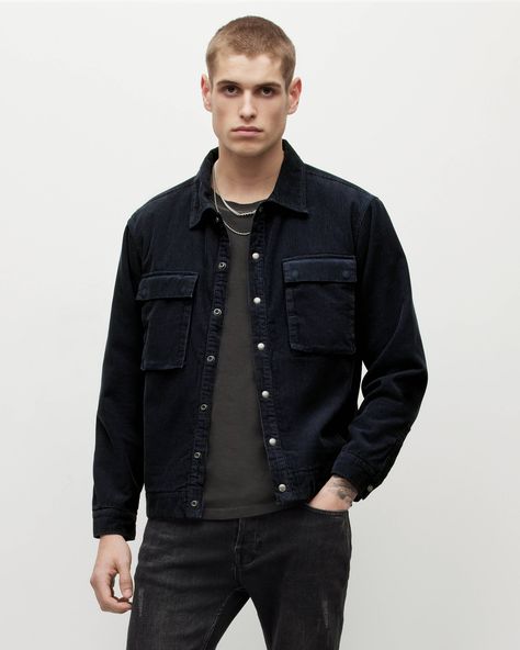 Natt Corduroy Jacket TRUE NAVY | ALLSAINTS US Sport Jacket, Men's Coats & Jackets, Trucker Jacket, Corduroy Jacket, Workout Jacket, 2024 Collection, All Saints, Leather Jackets, Mens Coats