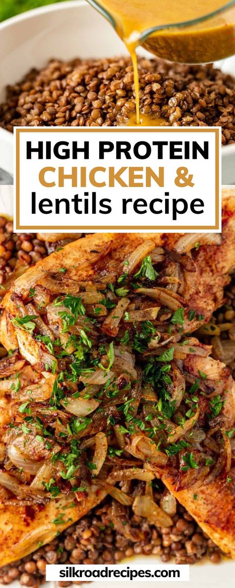 High Protein Chicken & Lentils Recipe. White meat chicken breasts are lean, and definitely a healthy protein choice on their own. But with the chicken and lentils, you have another boost of protein, plus fiber, and nutrients. Season them both with aromatic berbere spice mix (a blend of spices like cinnamon, allspice, fenugreek and cayenne) and you are in for a seriously delicious Ethiopian meal that just happens to be good for you, too! Lentil Recipes Crockpot, Chicken And Lentils, Lentil Dinner Recipes, Steam Chicken Recipe, High Fiber Dinner, Lentil Recipes Healthy, High Protein Chicken, Chicken Lentil, Berbere Spice