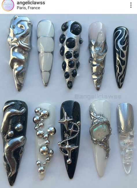 2023 Chrome Nails, Corset Nails, Fake Nails Designs, Custom Press On Nails, Hippie Nails, Punk Nails, Gothic Nails, Edgy Nails, Goth Nails