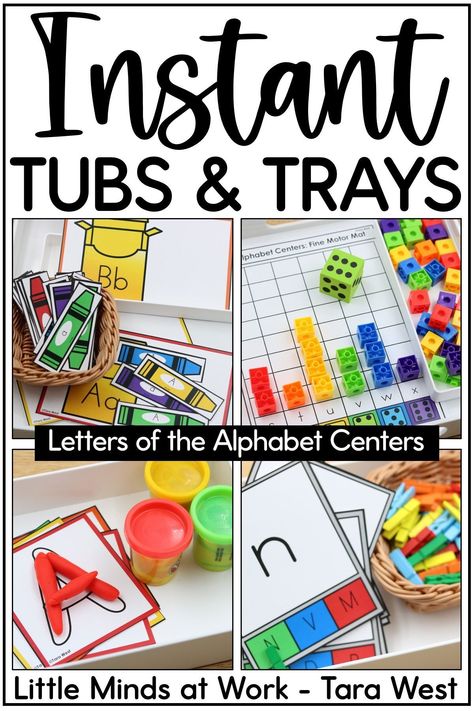 Center Rotations Preschool, Abc Center Ideas, Kindergarten Science Of Reading Centers, Letter Centers Kindergarten, Alphabet Centers Preschool, Alphabet Centers Kindergarten, Kindergarten Center Ideas, Kindergarten Morning Work Tubs, Letter Centers