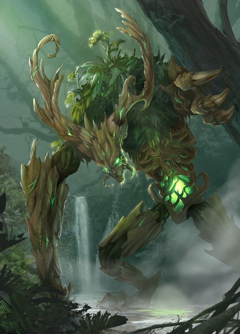 ArtStation - Forest Golem, Anna Kand Forest Golem, Tree Monster, Story Stone, Heroic Fantasy, Creature Artwork, Fantasy Beasts, Power Stone, Forest Creatures, Monster Concept Art