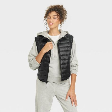 Quilted Puffer Vest In Solid Hue Lightweight Construction With Lining Full-Length Zipper Relaxed Fit, At-Hip Length Zippered Front Pockets Recycled Polyester Description Layer Your Workout Looks On Chilly Days With This Quilted Puffer Vest From Joylab. This Sleeveless Puffer Vest Styled With A High Stand-Up Collar And A Curved Hemline In A Relaxed Fit Features A Lightweight Quilted Design With Inner Lining To Keep You Warm And Comfortable. The Full-Length Zipper Allows For Easy Layering, While T Workout Looks, Puffer Vest Fashion, Sneaker Outfits, Sleeveless Puffer, Quilted Puffer Vest, Brave Soul, Vest Fashion, Ski Trip, Womens Clothing Sizes