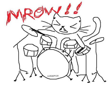 Doodle Design, Cat Doodle, A Drawing, Funny Cat, A Cat, Drums, Funny, Design