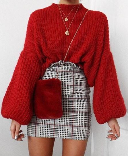 Outfit Jupe, Rok Mini, Winter Skirt Outfit, Outfit Chic, Hack Tool, Mode Inspo, Red Outfit, Plaid Skirt, Mode Inspiration