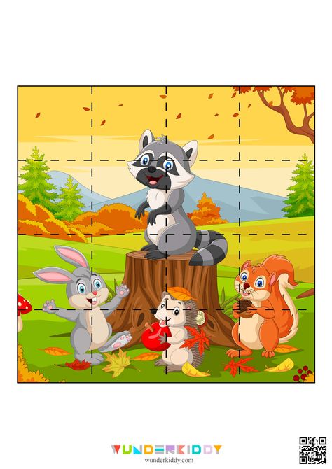 Puzzles For Kids Preschool, Puzzle For Kindergarten, Puzzles For Preschoolers, Kindergarten Autumn, Animal Puzzle Printable, Number Puzzle 1-5, Animal Shaped Puzzles, Puzzle Printable, Farm Animals Puzzle