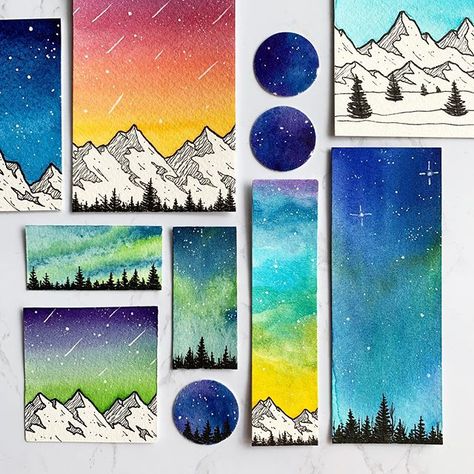 Jen Aranyi (@jenaranyi) • Instagram photos and videos Jen Aranyi Landscapes, Jen Aranyi Art Lesson, Jen Aranyi, Tiny Art, Kid Art, Art Storage, Winter Art, Watercolor Inspiration, When You Love