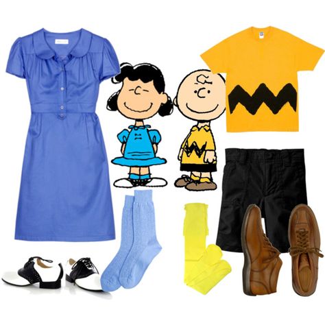 "The Peanuts: Lucy Van Pelt and Charlie Brown!" by funkygal on Polyvore Lucy And Charlie Brown, Halloween Costumes Redhead, Peanuts Halloween Costume, Snoopy Costume, Peanut Costume, Charlie Brown Costume, Lucy Costume, Diy Couples Costumes, Best Couples Costumes