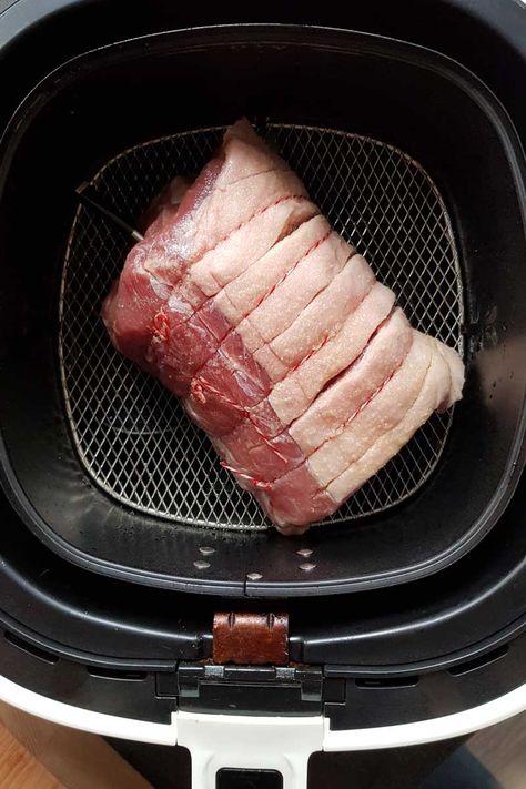 Air Fryer Roast Pork (extra Crispy Crackling) | Love Food Not Cooking Air Fry Pork Roast, Airfryer Pork Roast, Roast Pork In Air Fryer, Pork Loin Roast Air Fryer, Air Fryer Pork Roast Boneless, Airfryer Pork Loin Roast, Crispy Pork Loin, Pork Roast Air Fryer Recipe, Airfryer Pork Loin