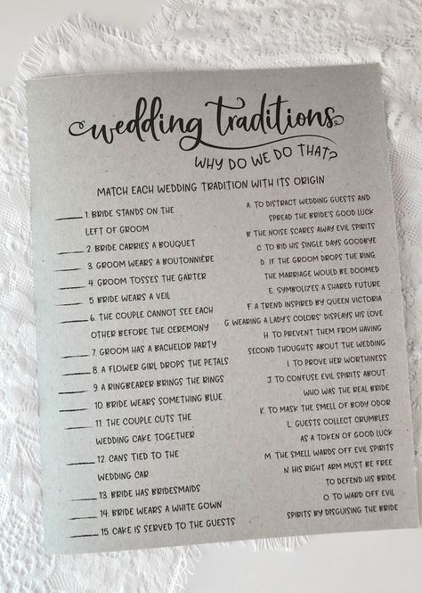 Wedding Traditions Game Free Printable, Wedding This Or That, Wedding Traditions Unique, Wedding Guest Games, Wedding Traditions Game, Wedding Questionnaire, Outdoor Bridal Showers, Bridal Shower Planning, Summer Bridal Showers