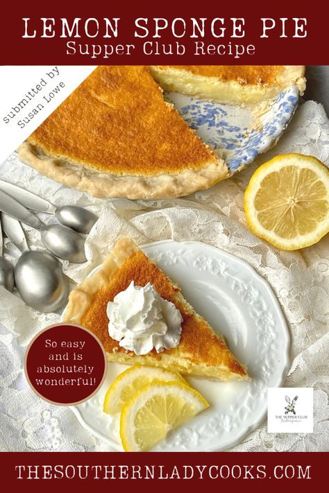 Lemon Sponge Pie Recipe, Lemon Sponge Pie, Easy Pies, Atlantic Beach Pie, Ice Cream Pudding, Raisin Pie, Unique Pies, The Southern Lady Cooks, Old Fashioned Recipe