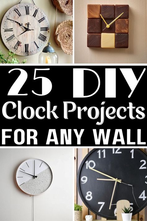 25 DIY Clock Projects For Any Wall Paper Clock Diy, Clock Face Ideas, Clock Craft Ideas, Wall Clock Makeover, Diy Clock Ideas, Clock Wall Decor Ideas, Diy Wall Clock Ideas, Homemade Clocks, Large Wooden Clock