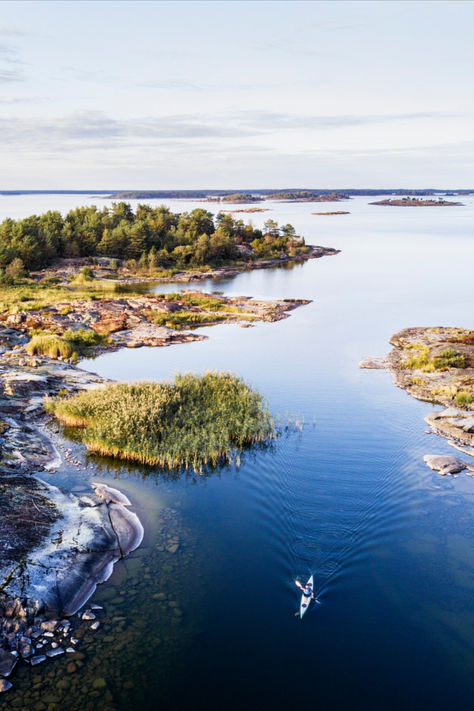 Kayaking in the swedish archipelago Sweden Archipelago, Swedish Archipelago, Sisters Trip, Summer Boats, Swedish Summer, Summer Mood Board, Sweden Travel, Nordic Countries, Lake Fishing