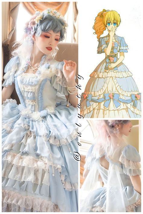 Who Made Me A Princess Dress, Manhwa Dress Real Life, Manwha Princess Dresses, Wmmap Dresses, Princesscore Clothes, Manhwa Princess, Ciel Black Butler, Royal Clothes, Collage Des Photos