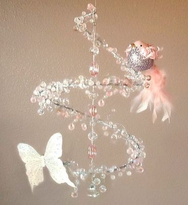 fairy tale rooms/images | hang this pink fairy tale mobile in any girl's room for a dainty girly ... Mobile Birds, Fairy Mobile, Crystal Mobile, Mobile Chandelier, Diy Baby Mobile, Butterfly Mobile, Baby Sitting, Pink Fairy, Wedding Cards Handmade