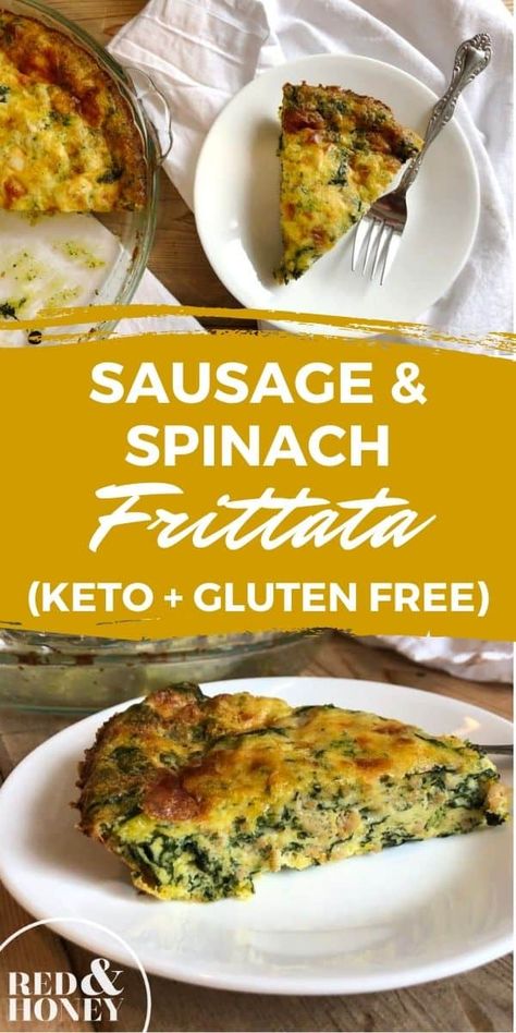 Breakfast just got a whole lot easier, and a whole lot more delicious with this sausage and spinach frittata recipe. The best part is it's keto-friendly and gluten-free. Make it the night before and pop it in the oven for breakfast in a flash. #breakfast #frittata #keto #glutenfree