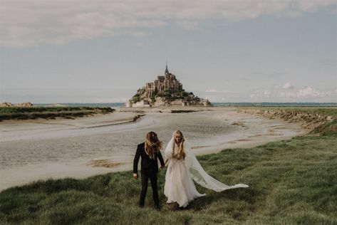 Mont Saint-Michel France Fairy Tale Elopement Highlight Video — Rosey Red Photography | Columbus Ohio Wedding Photographers European Elopement Destinations, Europe Elopement Destinations, South France Elopement, Elope In France, Mont Saint Michel Photography, France Elopement, Mont Saint Michel France, Couple Laughing, Public Display Of Affection