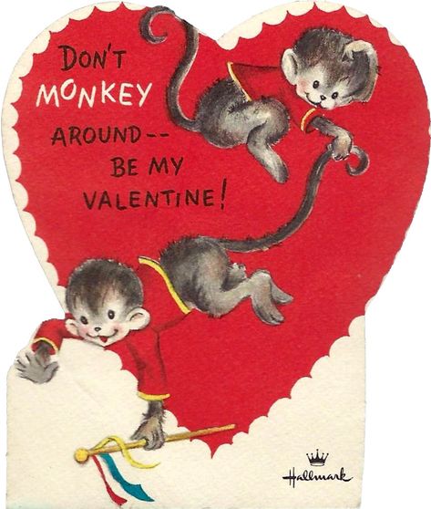 Monkey Valentine, Victorian Valentines, Valentine Images, Vintage Valentine Cards, Retro Valentines, Vintage Valentine, My Funny Valentine, Sweet Valentine, Antique Christmas