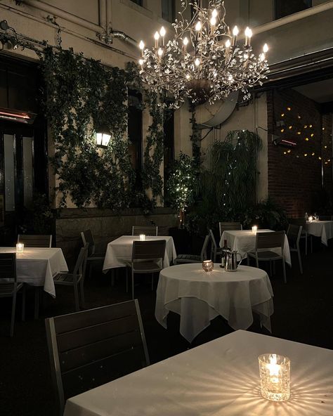 Romantic Restaurant Aesthetic, Romantic Restaurant Date, Dark Luxury Restaurant Aesthetic, Cafe Terrace At Night, Late Night Restaurant Aesthetic, Luxury Restaurant Aesthetic Night, Fancy Restaurant Aesthetic Night, Jazz Restaurant, Candle Lit Table