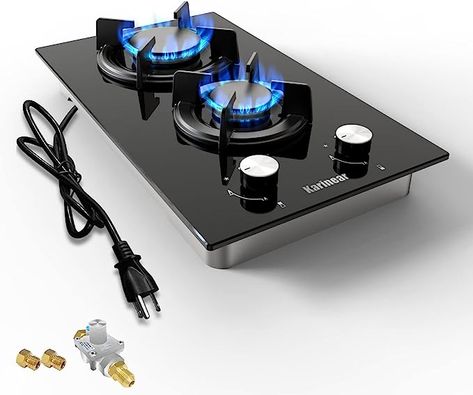 Amazon.com: Karinear Tempered Glass 12'' Gas Cooktop 2 Burners, Propane Cooktop, Natural Gas Burner, Built-in Gas Stovetop with Thermocouple Protection for Apartment, Indoor, 110V (Come with Pressure Regulator) : Appliances Propane Cooktop, Ceramic Cooktop, Medieval Furniture, Gas Stove Top, Glass Cooktop, Burner Stove, Gas Hob, Electric Cooktop, Gas Cooktop