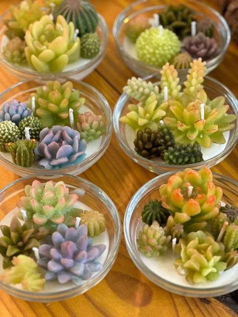 Boho Candles, Succulent Candles, Cactus Candles, Succulents Candles, Boho Candle, Candle Making Ideas, Diy Candles Homemade, Sweet Candles, Homemade Scented Candles