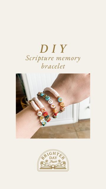 Whitney Newby 🌿 Brighter Day Press on Instagram: "Looking for a fun, easy, beautiful way to memorize Scripture with your kids? Make Scripture memory bracelets! The concept is simple: use the first letter of each word of a Bible verse and use letter beads on elastic string to help you remember. For example, Ephesians 2:10 (ESV) says, “For we are his workmanship, created in Christ Jesus for good works, which God prepared beforehand, that we should walk in them.” So the bracelet looks like this: Memory Verse Bracelets, Faith Bracelet Diy, Bible Verse Bracelets Diy, Blessing Bracelet Diy, Bridge Kids, Memory Bracelets, Memorize Scripture, Bible Verse Bracelet, Bible Verse Memorization