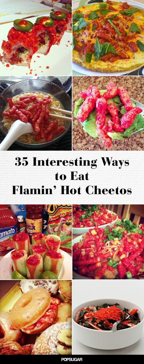 @valariesdesigns, you're welcome!  35 Creative Ways to Take Your Love of Flamin' Hot Cheetos to the Next Level Hot Cheeto Salad, Recipes With Takis, Cheetos Recipes, Cheetos Recipe, Flaming Hot, Hot Cheetos, Hot Chip, Popsugar Food, Amazon Kitchen Gadgets