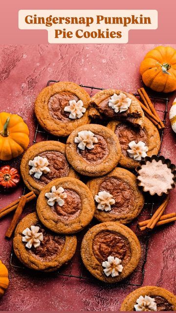 Gingersnap Pumpkin Pie Cookies, Chewy Gingersnap Cookies, Stephanie Simmons, Gingersnap Cookies Chewy, Gingerbread Pumpkin, Spiced Pumpkin Pie, Cookie Gram, Pumpkin Pie Cookies, Gingersnap Cookies