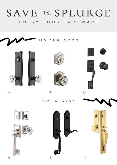 Updating Our Entry Part 1: Door Hardware Options I Love Colonial Door Hardware, Types Of Door Hardware, Black Exterior Door With Black Hardware, Entry Door Handle Set, Baldwin Door Hardware Front Entry, Emtek Entry Door Hardware, Front Door Hardware Ideas Modern, Front Entry Door Hardware, Black Entry Door Hardware