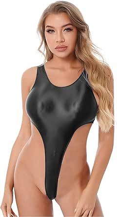 iiniim Women's Oil Glossy One Piece Swimsuit U Neck High Cut Swimwear Backless Bathing Suit Swimwear Fashion Photography, Backless Bathing Suits, High Cut Bodysuit, Monokini Swimsuit, High Cut Swimsuit, Scoop Neck Bodysuit, Leotard Bodysuit, Backless Bodysuit, Lingerie Babydoll