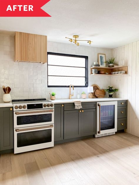 Pool House Kitchenette, Apartment Kitchenette, Cafe Refrigerator, Casita Guest House, Whitewashing Wood, Basement Apartment Kitchen, Sparkly Tiles, Hideaway Kitchen, Hall Lights