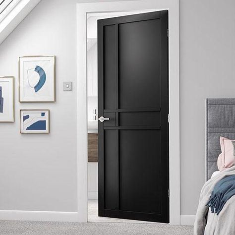 City Black Industrial Style Internal Door - JB Kind Black Interior Door, Modern Interior Door, Interior Door Styles, Industrial Style Interior, White Internal Doors, Black Interior Doors, Loft Stil, Internal Door, Door Design Modern