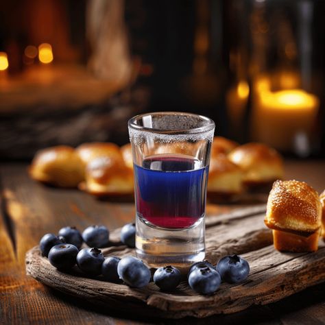 Pancake Shot Recipe, Pancake Shot, Fruity Shots, Shots Alcohol Recipes, Blueberry Vodka, Sweet Appetizer, Blueberry Pancake, Blueberry Syrup, Shots Alcohol