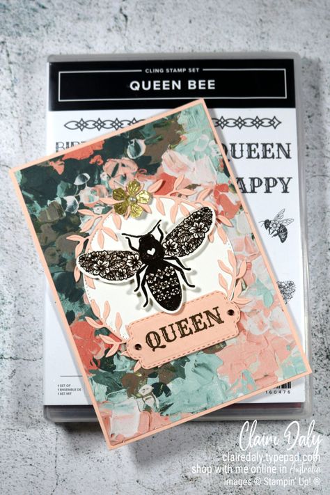 Stampin Up Queen Bee, Bee Themed Crafts, Bee Themes, Queen Bee Birthday, Birthday Card Ideas For Friends, Card Ideas For Friends, Honey Bee Home, Bee Birthday Cards, Bee Stamp