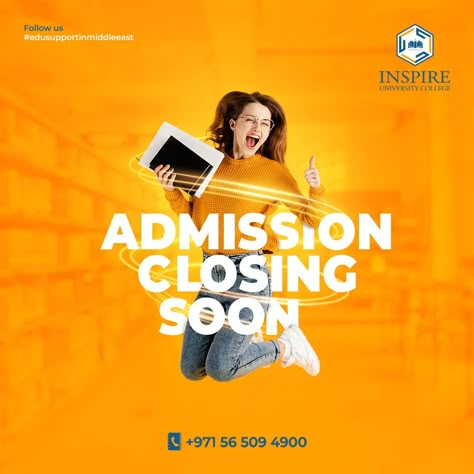 Last chance to Enroll!👈😲🎓 You can secure your spot today before admissions close with our flexible and convenient distance education program.😇🙌 📍For more info Contact us 📞+971 565094900 #️⃣Follow us #edusupportinmiddleeast #jainuniversity #collegelife #collegestudents #MBA #collegestudent #universities #bbastudents #BBA #bca #BHM #BHA #BSC #CE #cse #placement #inspire #uae #dubai #sharjah #admission #degreeadmission Student Photoshoot, University Ads, School Promotion, College Poster, Admissions Poster, Dubai Sharjah, School Flyer, School Enrollment, Style Tutorial