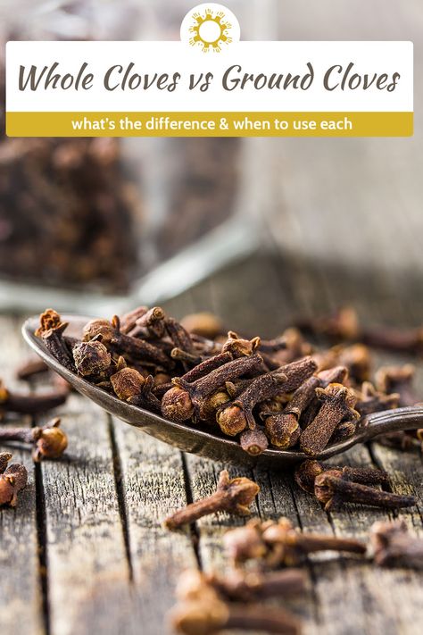 While whole cloves and ground cloves come from the same plant, they have many different uses in the kitchen. Dried Cloves, Clove Tea, Cloves Spice, Apple Plant, Bread Sauce, Rosemary Tea, Potpourri Recipes, Apple Cider Vinegar Drink, Garden Fruit